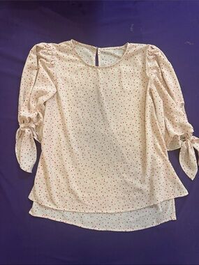 Women's Pink Dot Tie-Sleeve Blouse